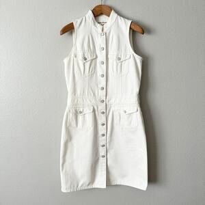 Lauren Jeans Co. White Denim Sleeveless Shirt Dress Women’s Size 14 100% cotton
